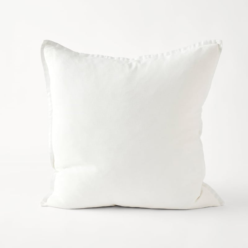 Belgian White Vintage Washed Linen Cushion