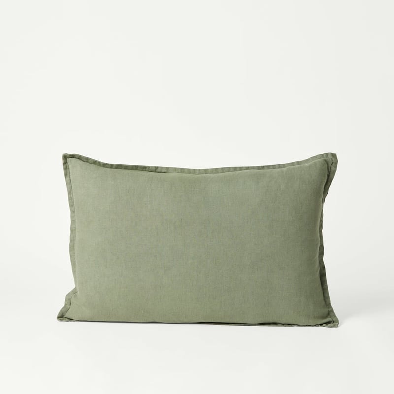 Belgian Vintage Washed Linen Forest Long Cushion 