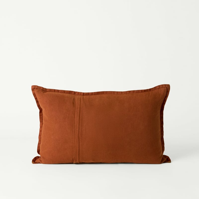 Belgian Vintage Washed Linen Umber Long Cushion