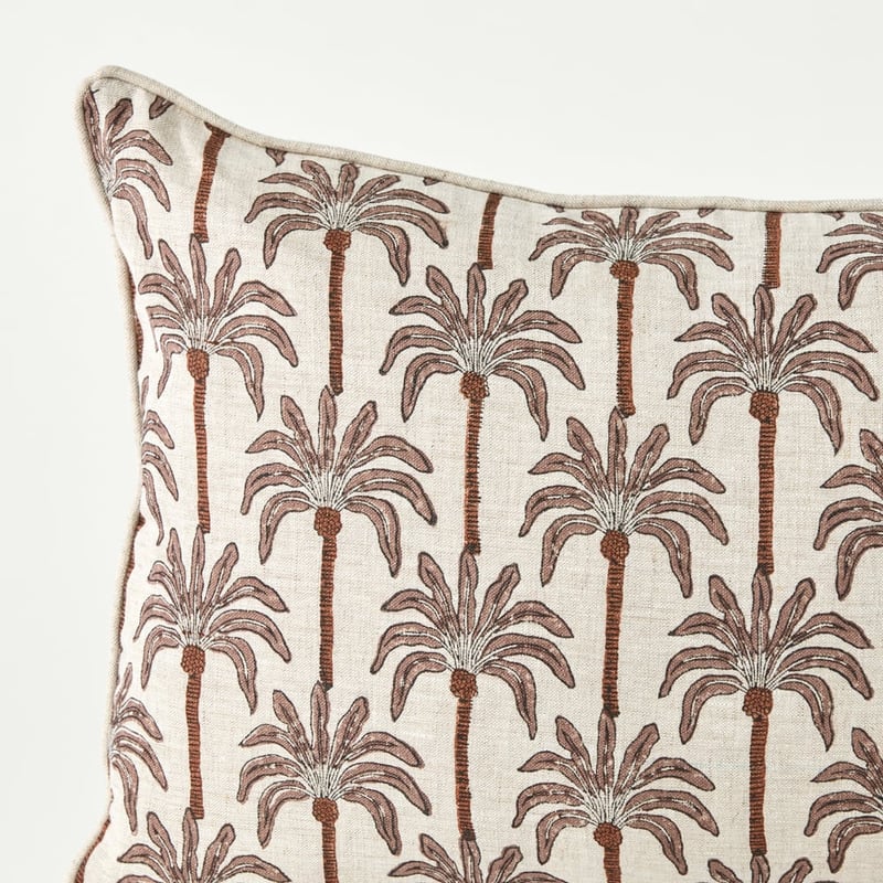 Delhi Hathelee Palm Woodblock Linen Cushion