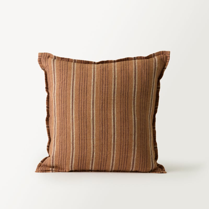 Layton Pecan Linen Stripe Cushion