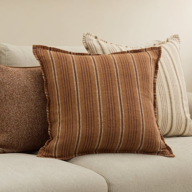 Layton Pecan Linen Stripe Cushion