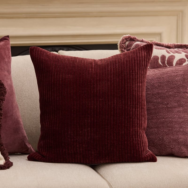 Rosedale Corduroy Berry Cushion