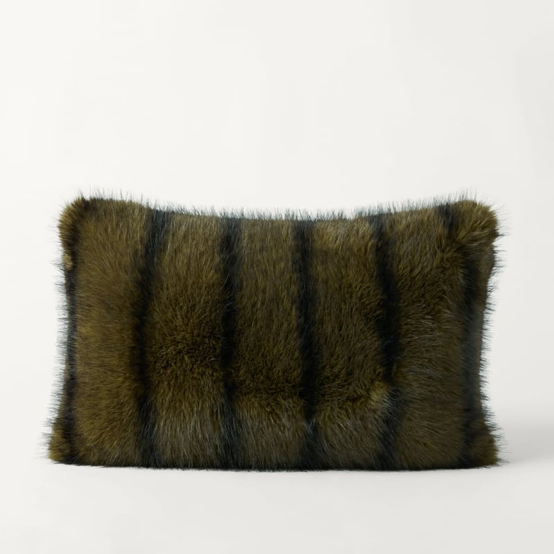 Lucerne Olive Recycled Fur Cushion 