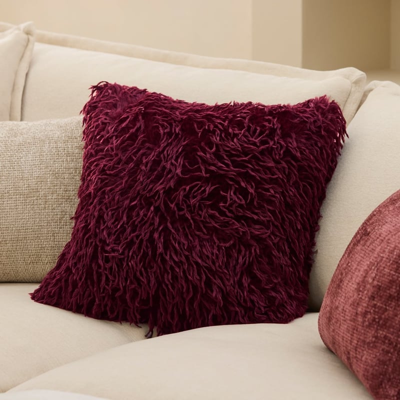 Moritz Cherry Recycled Fur Cushion
