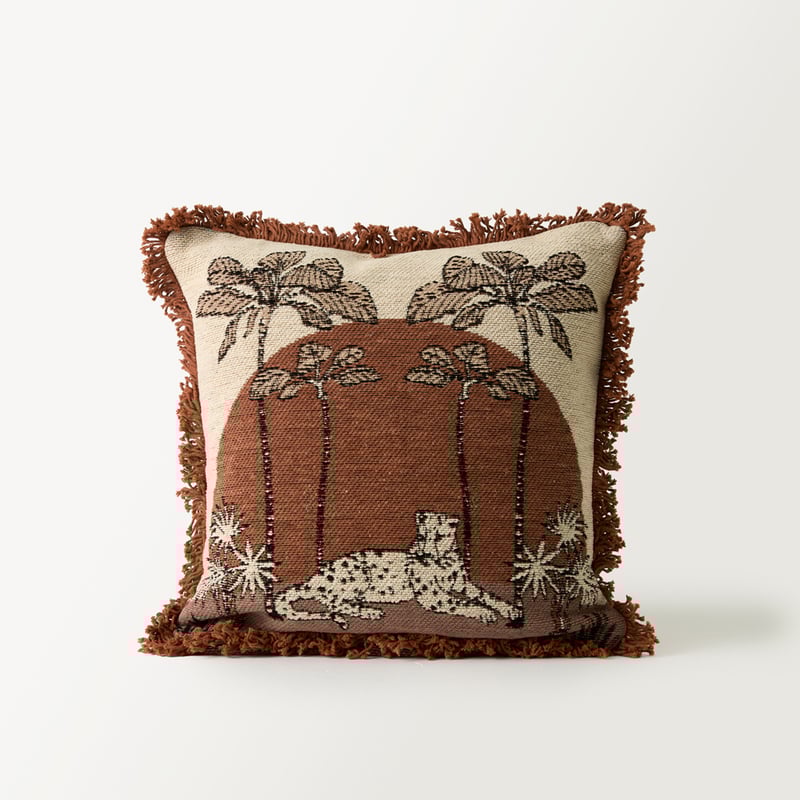 Jaguar Brown Palm Cushion