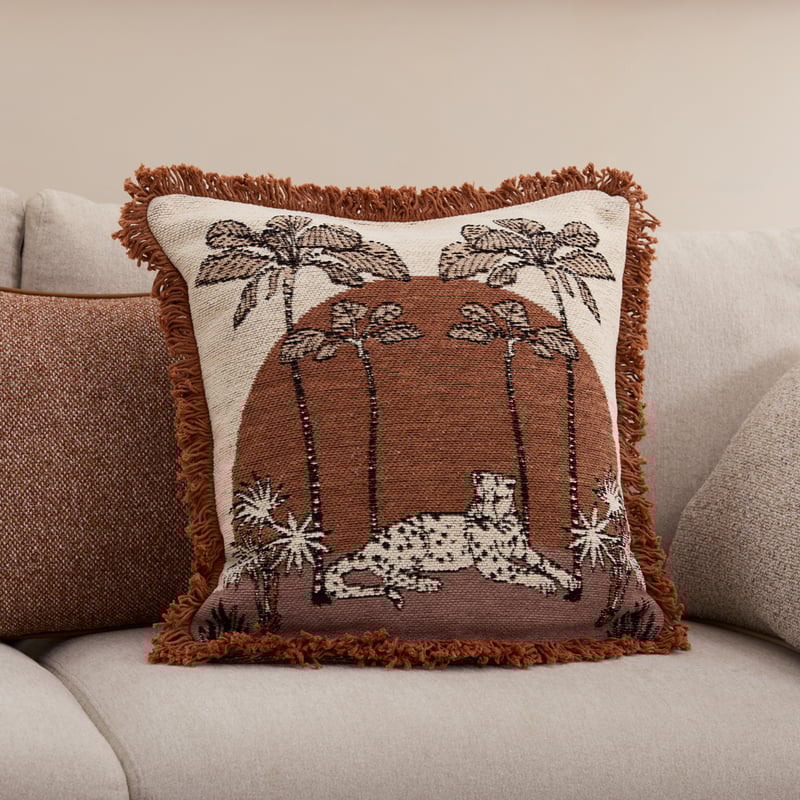 Jaguar Brown Palm Cushion