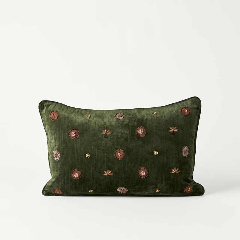 Aurora Velvet Ivy Floral Cushion