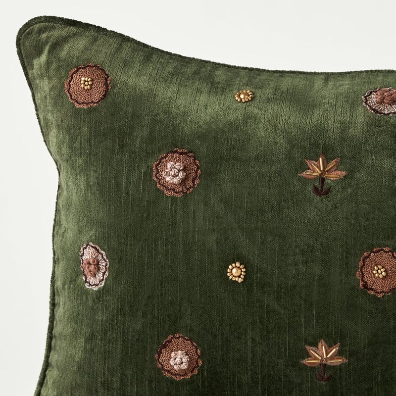 Aurora Velvet Ivy Floral Cushion