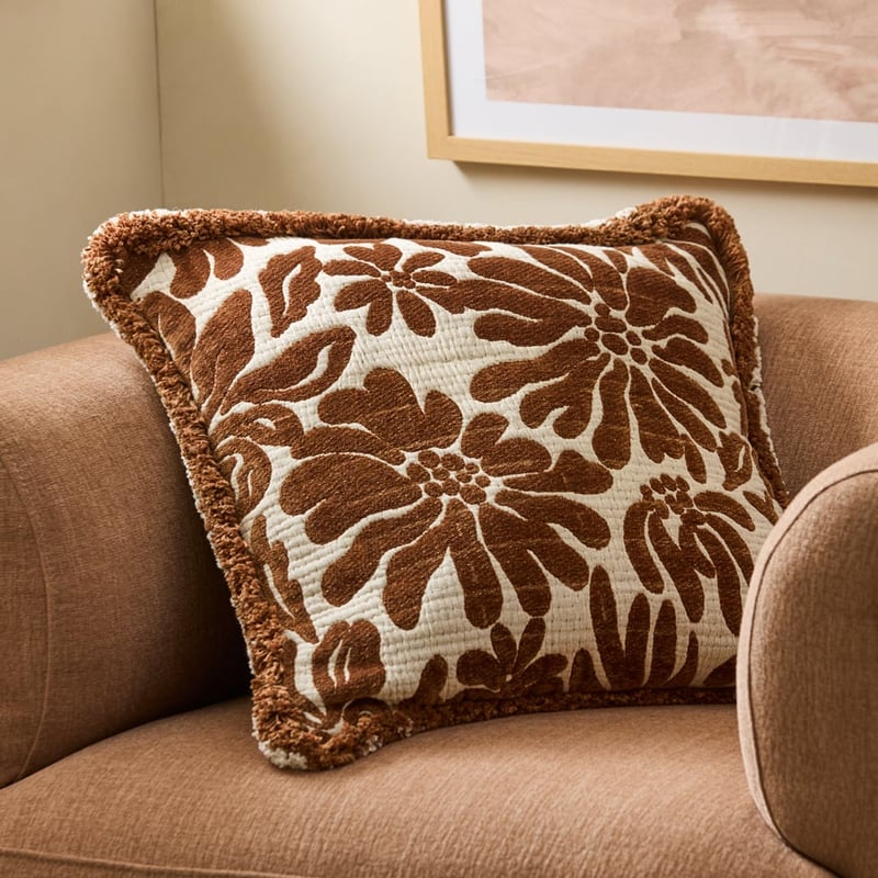 Zinnia Brown Sugar Floral Cushion