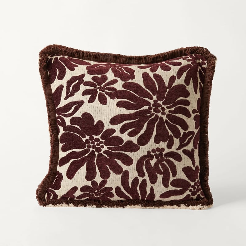 Zinnia Chocolate Floral Cushion
