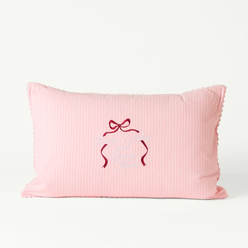 Easter Wishes & Bunny Kisses Text Pillowcase