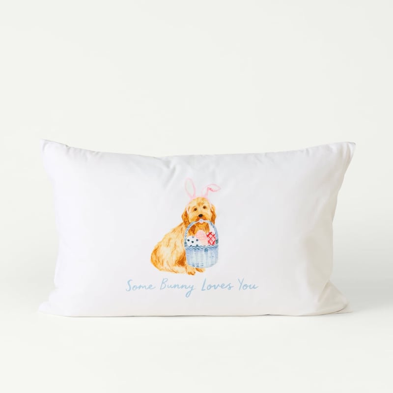 Easter Some Bunny Loves You White Text Pillowcase