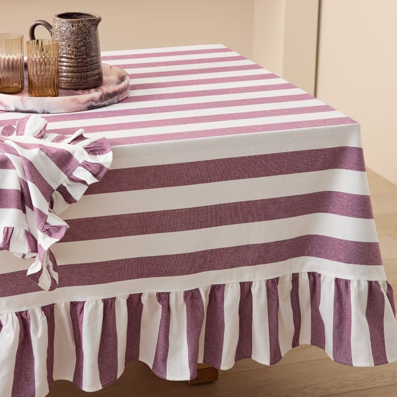 Francesca Frill Burgundy Tablecloth