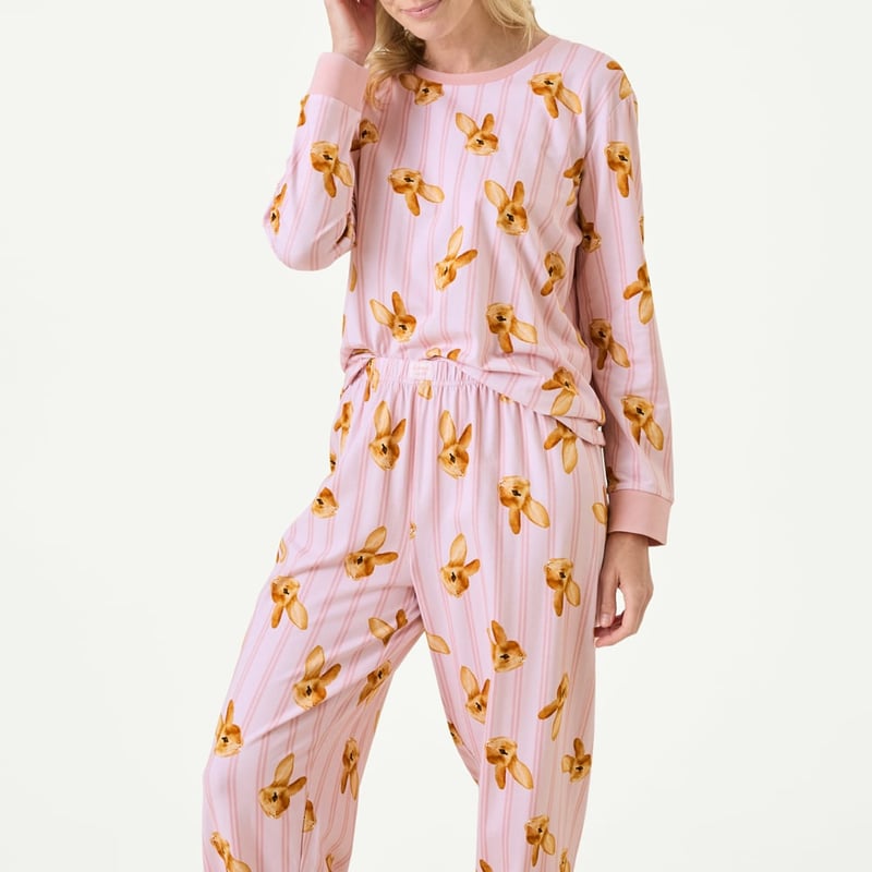 Womens Easter Pink Long Pyjama Set