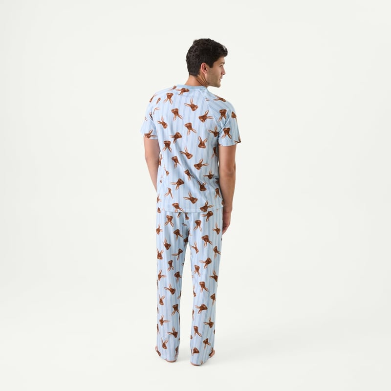 Mens Easter Blue Long Pyjama Set