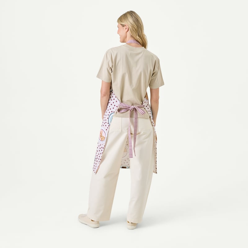 Easter Rose, Burgundy & Nordic Blue Apron