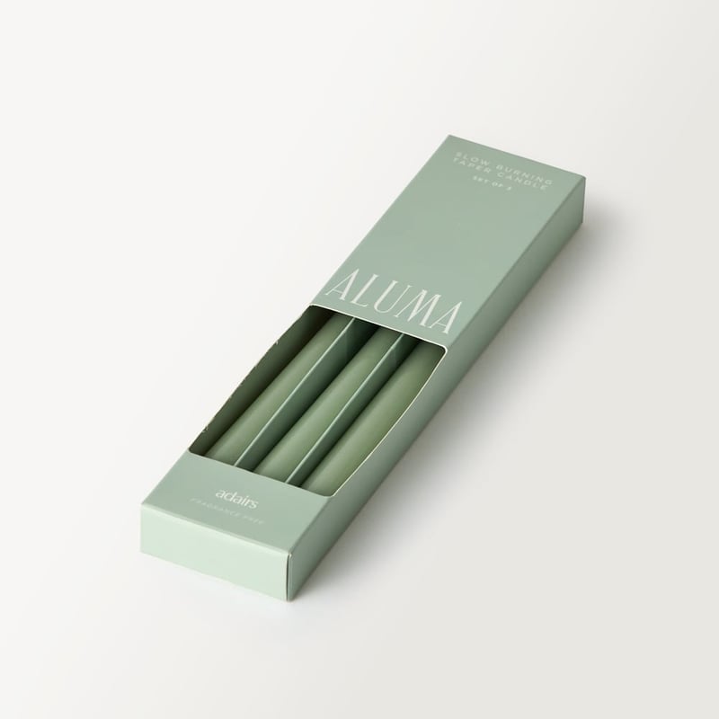 Aluma Soft Sage Taper Candles Set of 3