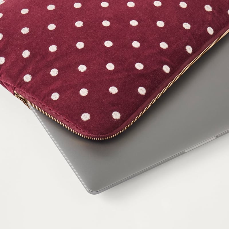 Burgundy Polka Dot Laptop Cover