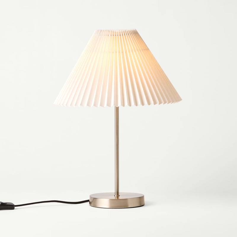 Pleats Nickel & Off White Table Light