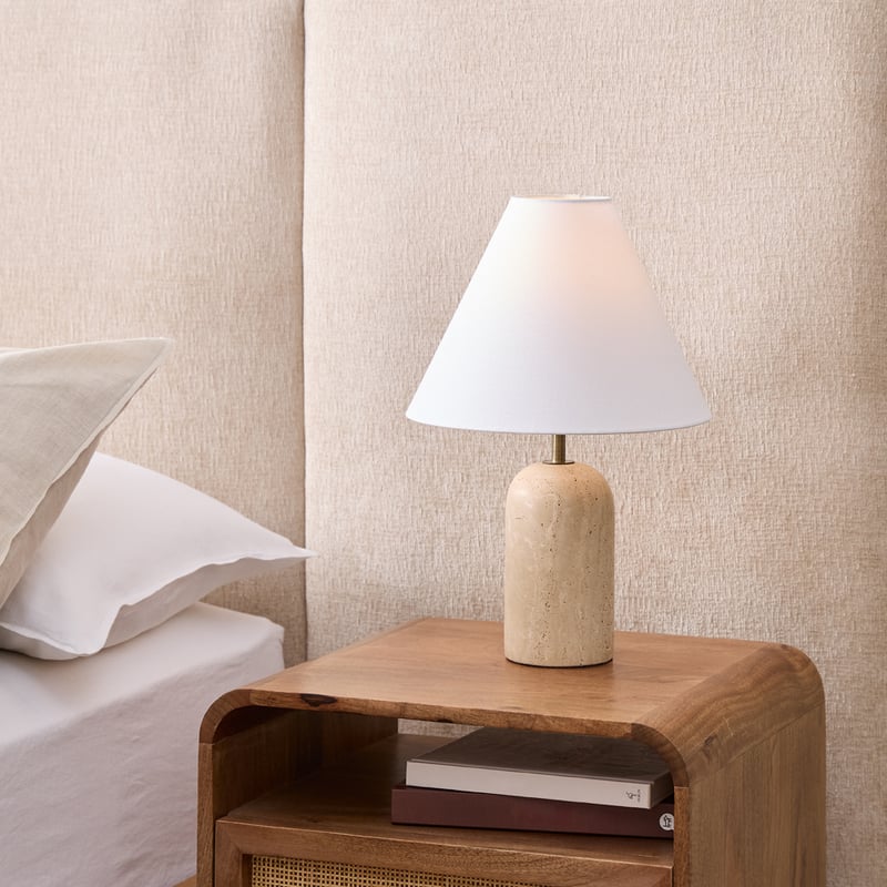 Sol Travertine & Off White Table Light