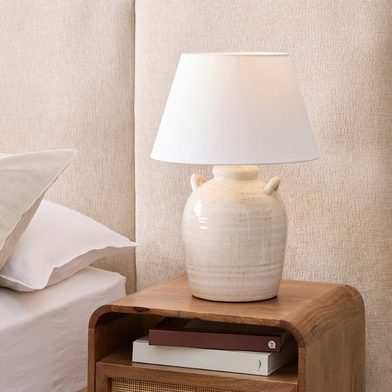 Una Urn Antique Glaze & Off White Table Light