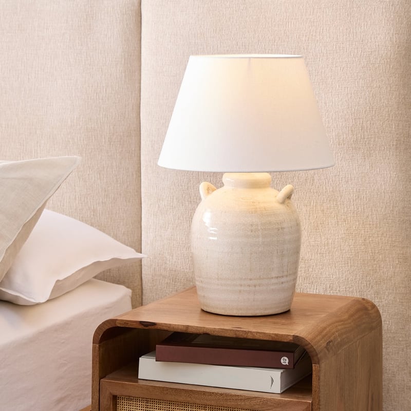 Una Urn Antique Glaze & Off White Table Light