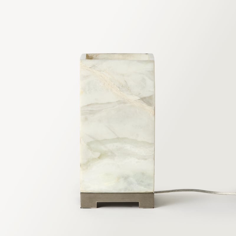 Nimbus White Alabaster & Nickel Light Up Table Light