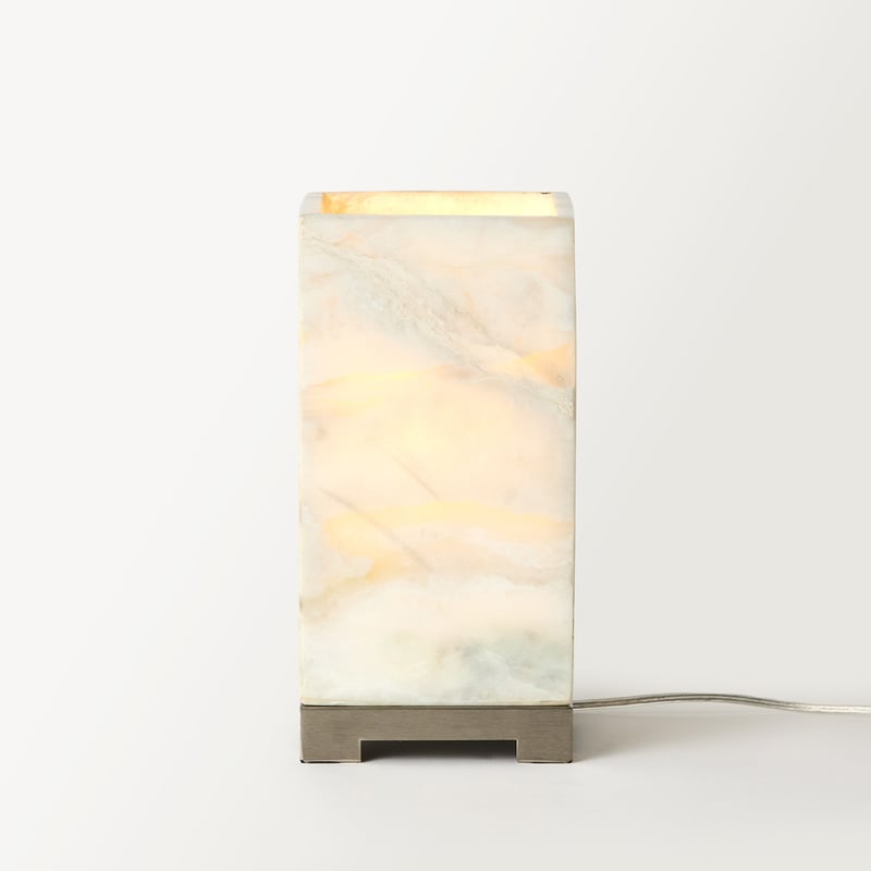 Nimbus White Alabaster & Nickel Light Up Table Light