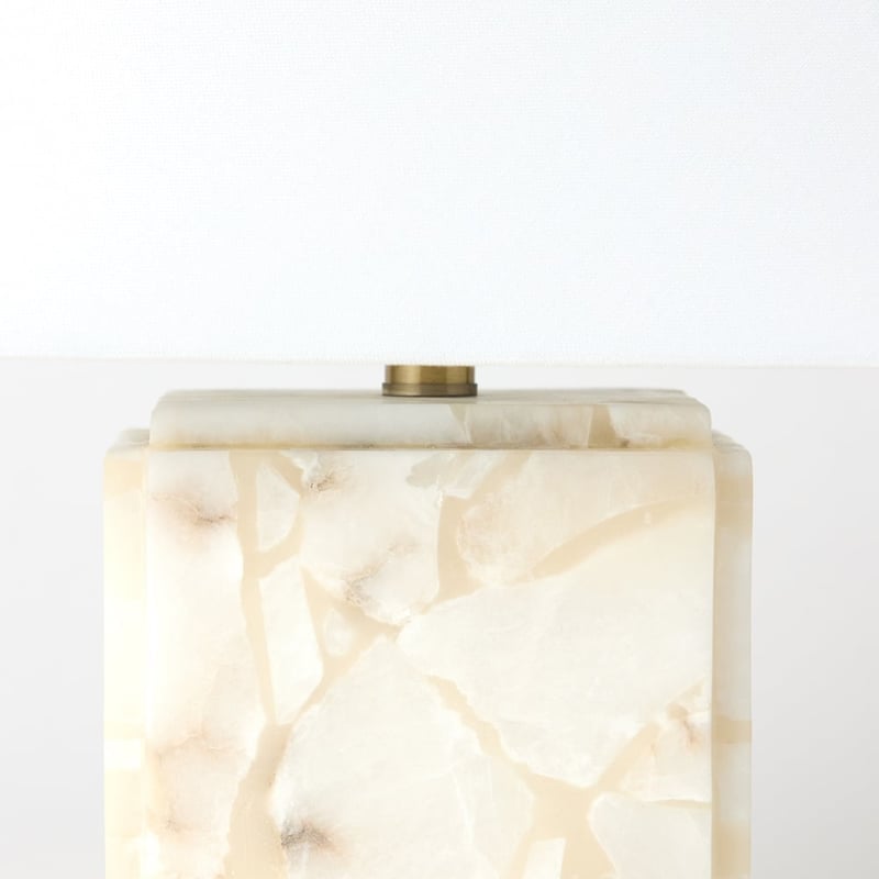 Cellini White & Off White Cube Alabaster Table Light
