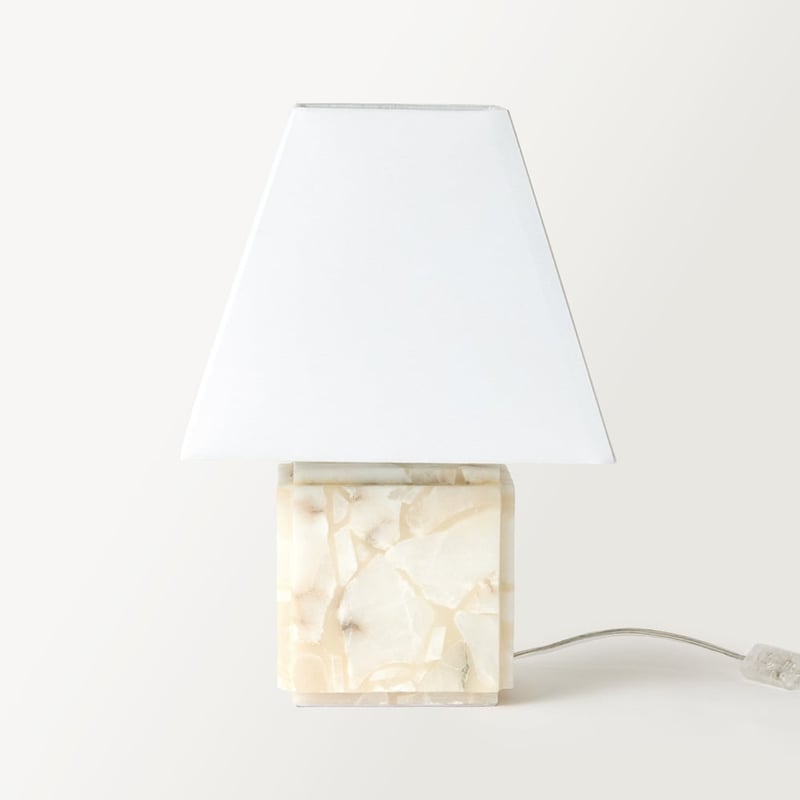 Cellini White & Off White Cube Alabaster Table Light