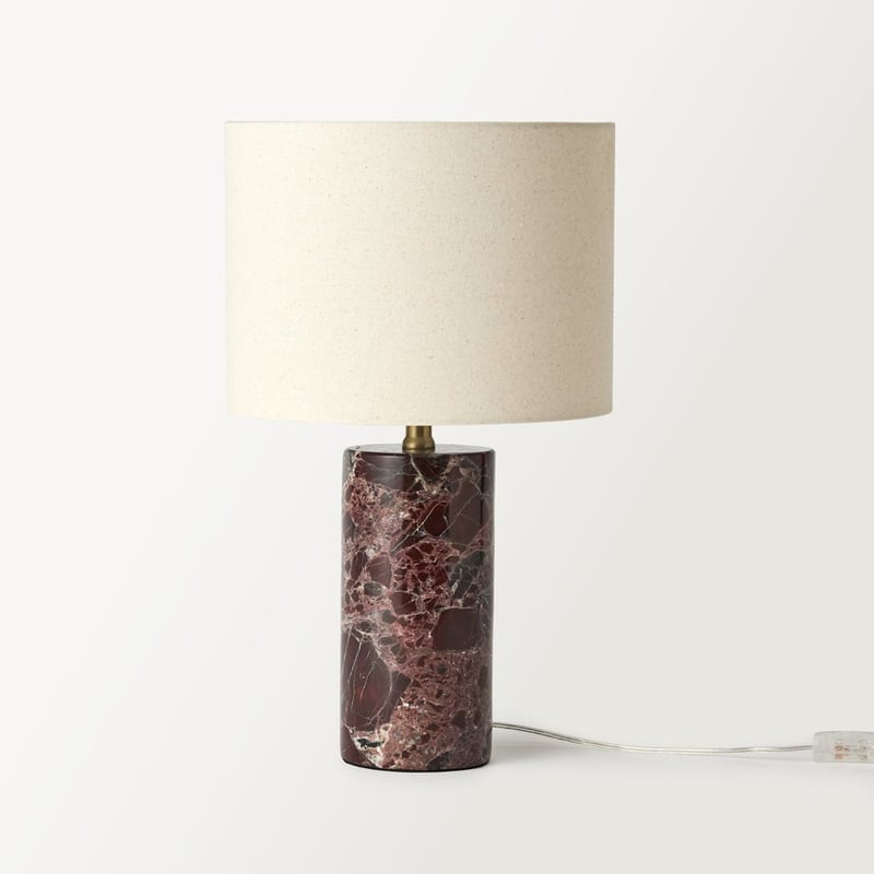 Bronte Burgundy & Off White Marble Table Light