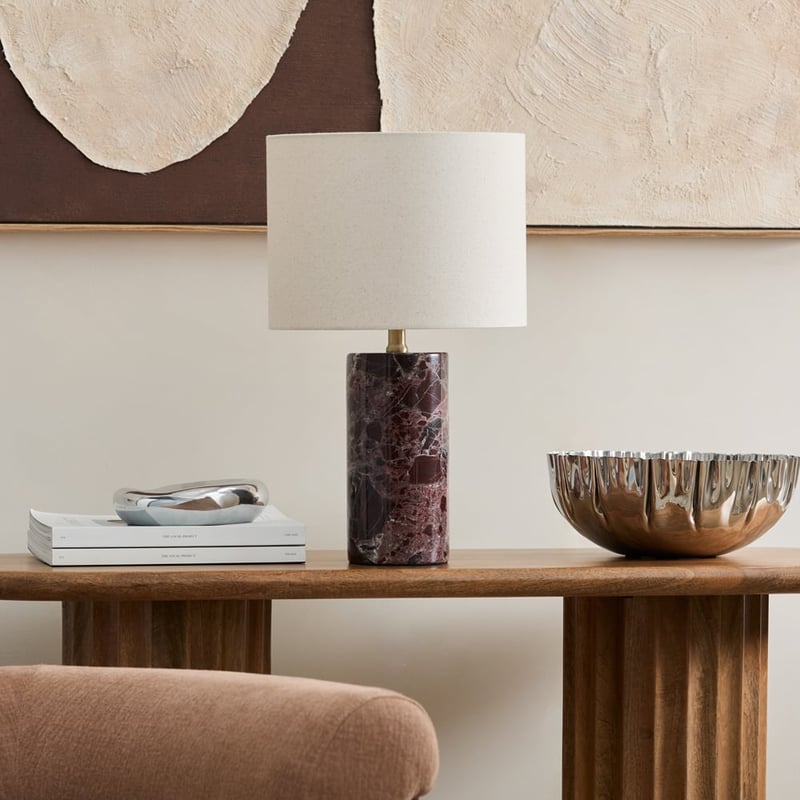 Bronte Burgundy & Off White Marble Table Light