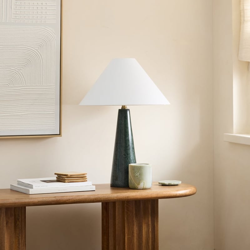 Gatsby Ivy Green & Off White Tapered Marble Table Light