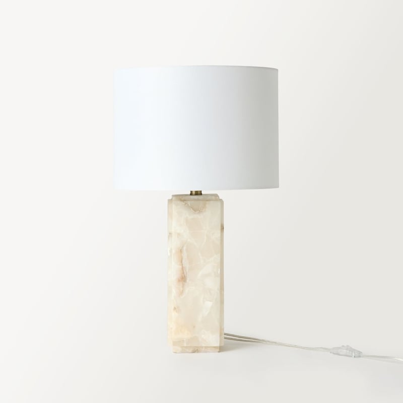 Astoria White Alabaster Two Light Table Light