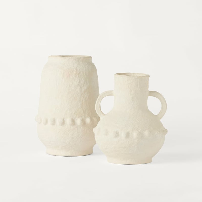 Athena White Rustic Mache Vase