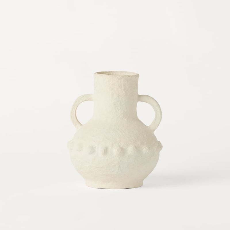 Athena White Rustic Mache Vase