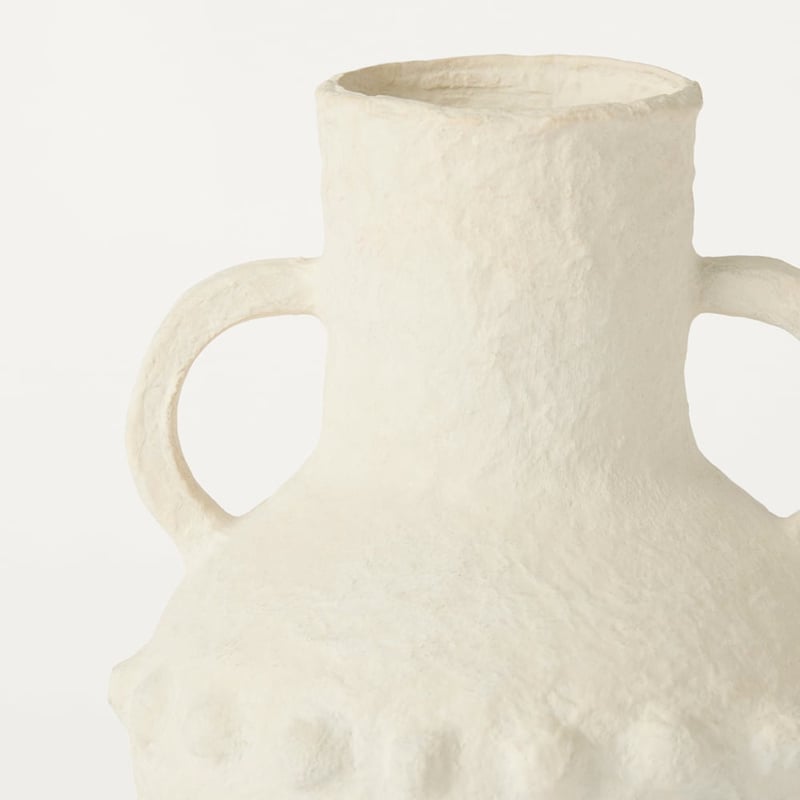 Athena White Rustic Mache Vase