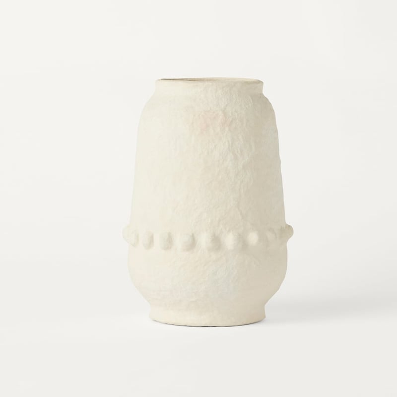 Athena White Rustic Mache Vase