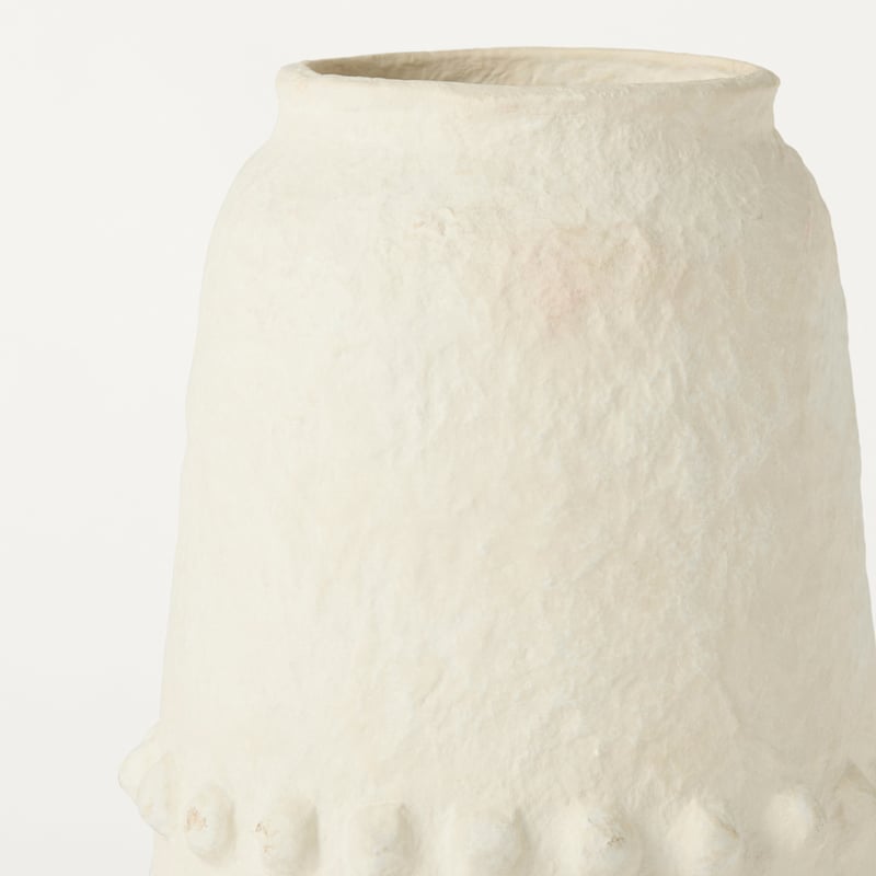 Athena White Rustic Mache Vase