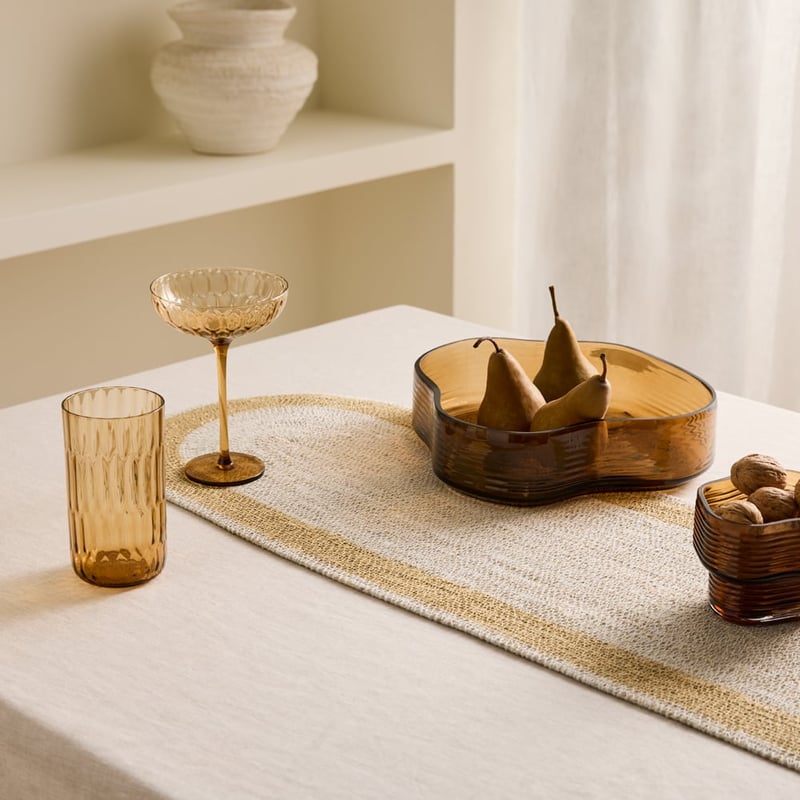 Bowie White & White Table Runner