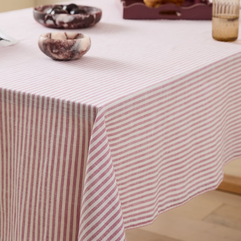 Seville Mulberry Stripe Table Linen Tablecloth