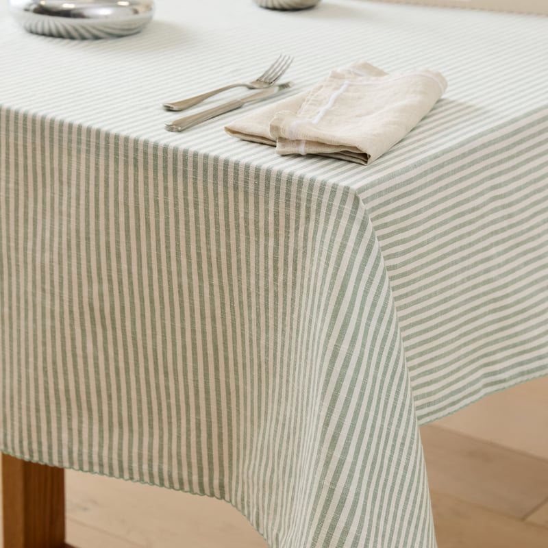 Seville Seagrass Stripe Linen Tablecloth