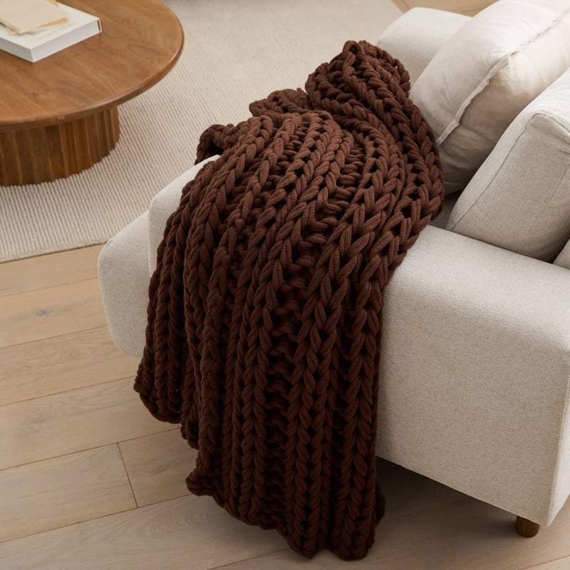 Newport Chocolate Chunky Knit Throw