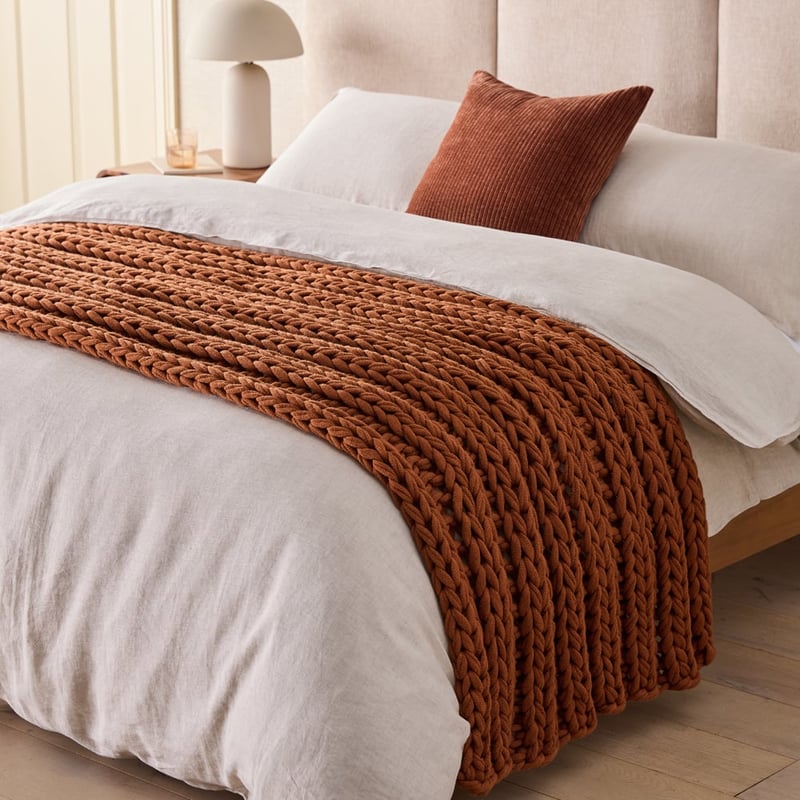Newport Umber Chunky Knit Throw