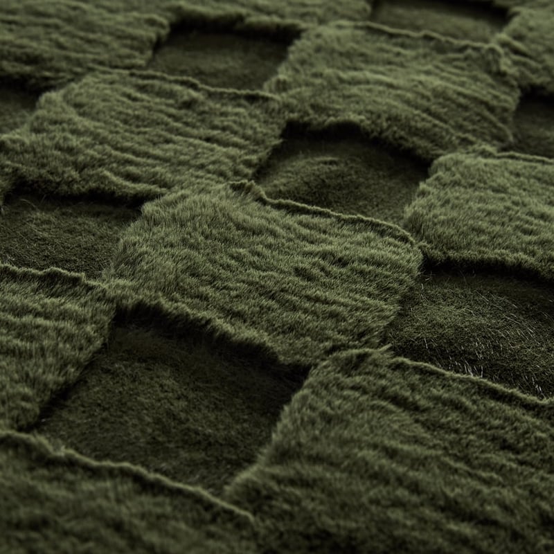 Clea Ivy Check Recycled Fur Blanket