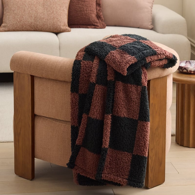 Cloud Chocolate Checkboard Throw
