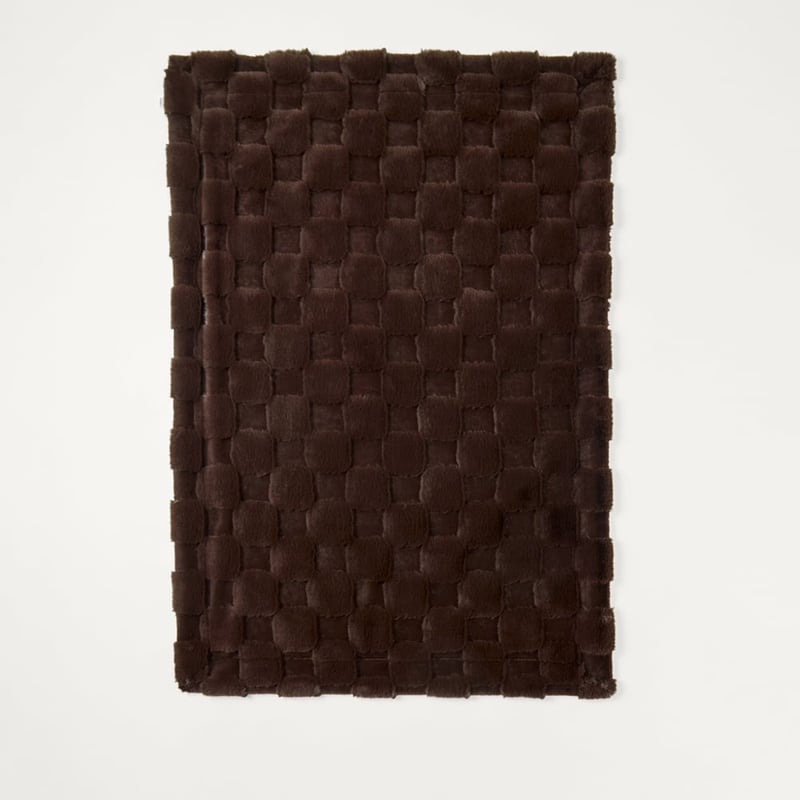 Clea Chocolate Check Recycled Fur Throw