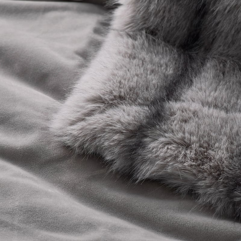 Lucerne Grey Recycled Fur Throw