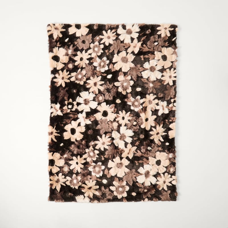 Adelaide Chocolate Floral Fur Throw
